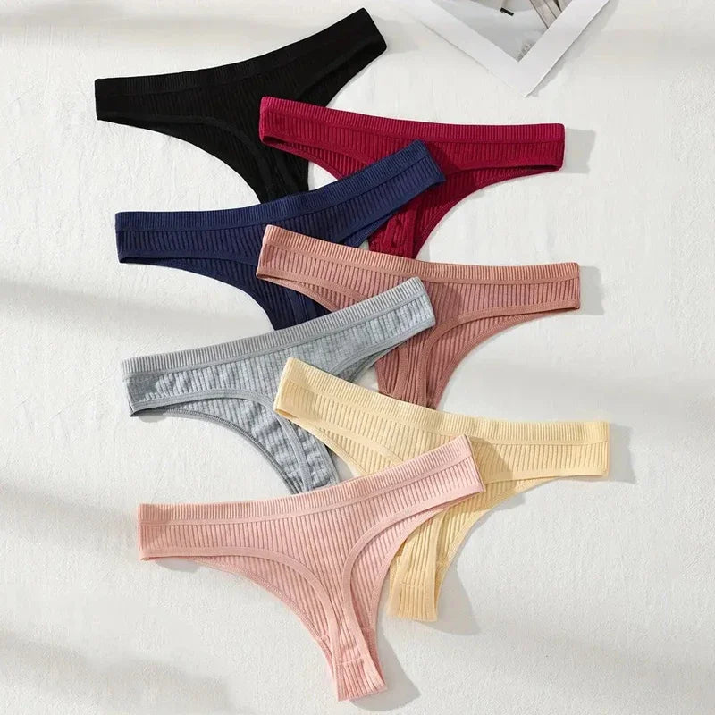 Cotton Women Thongs Panties Set Striped Underwear Soft G Strings