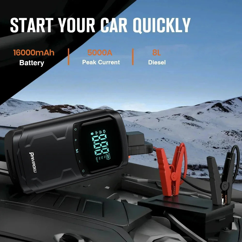 PAIVIOROKU 5000A Car Jump Starter Air Compressor Portable Power Bank