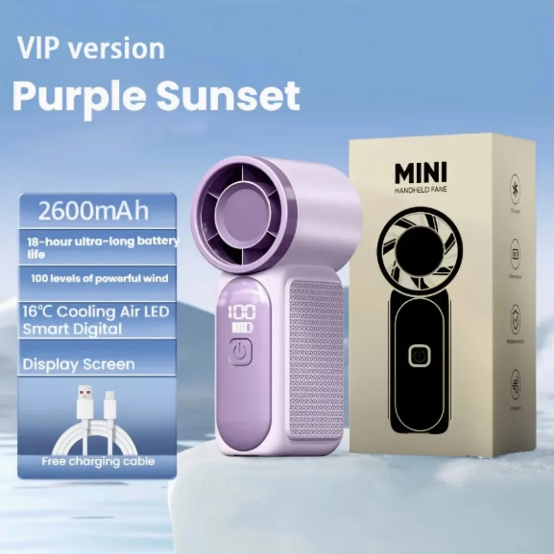 Mini Handheld Turbo Fan 100 Speed USB Rechargeable Portable Cooling