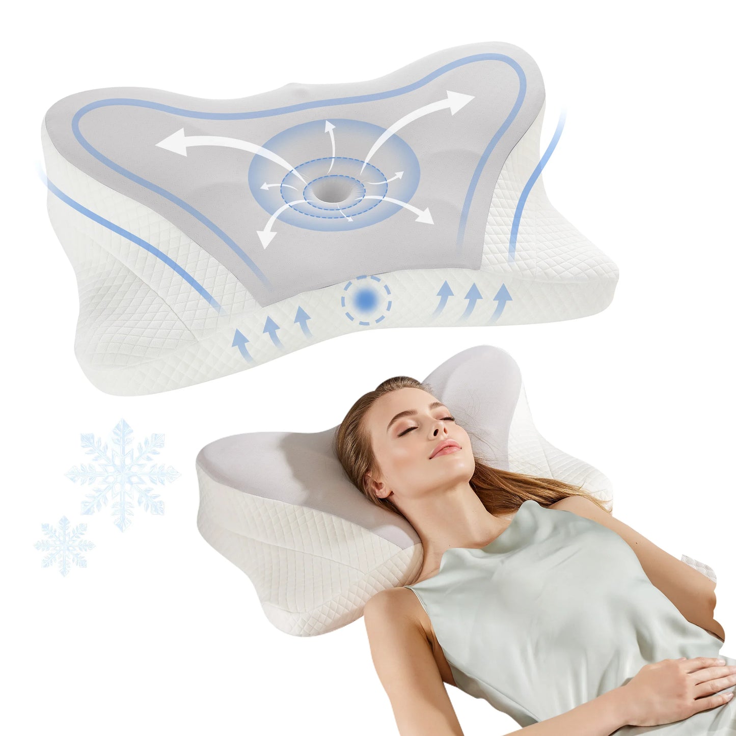 JHK Ergonomic Memory Foam Cervical Pillow With Cooling Cover