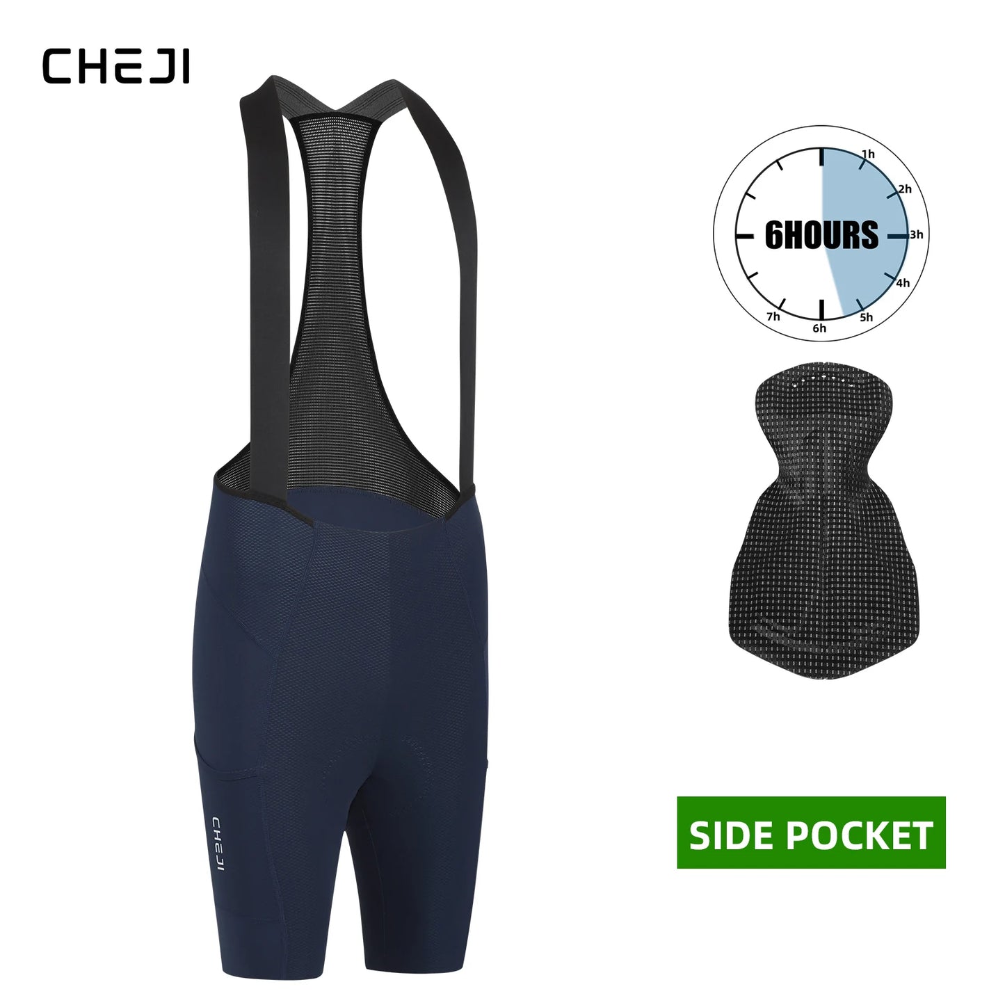Cheji Men Seamless Cycling Bib Shorts Quick Drying Breathable Performance