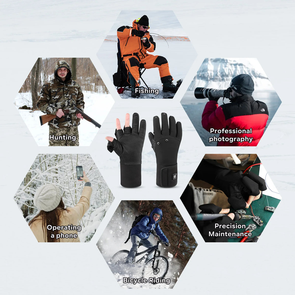 Savior Heated Waterproof Fishing Gloves 2 Finger Flip Design