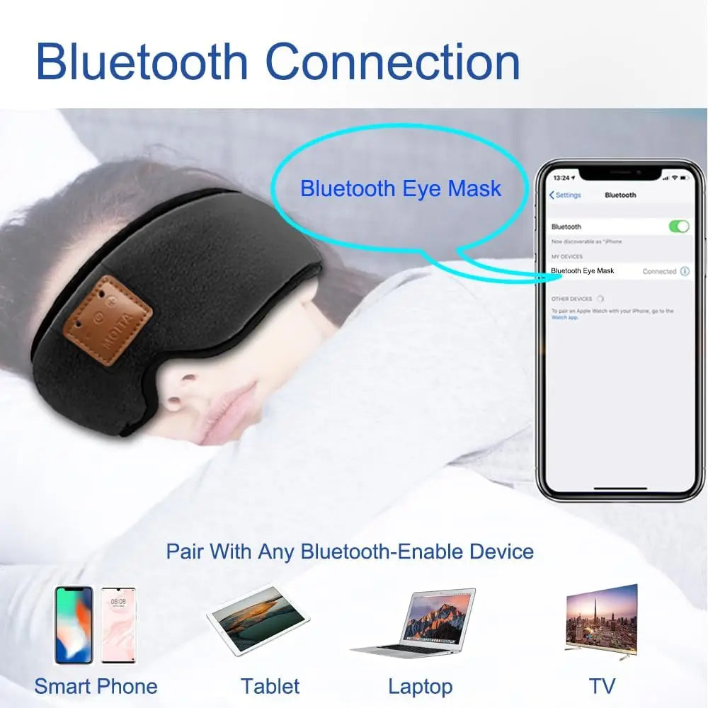 3D Sleeping Eye Mask With Built-In Speakers And Bluetooth Headphones
