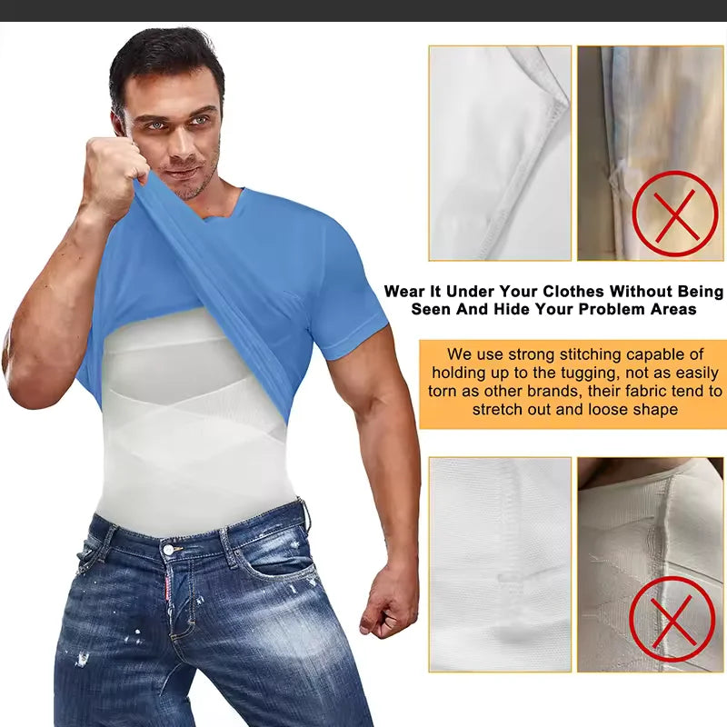 LALAMELON Mens Shapewear Tank Top Cross Mesh Body Shaper Breathable