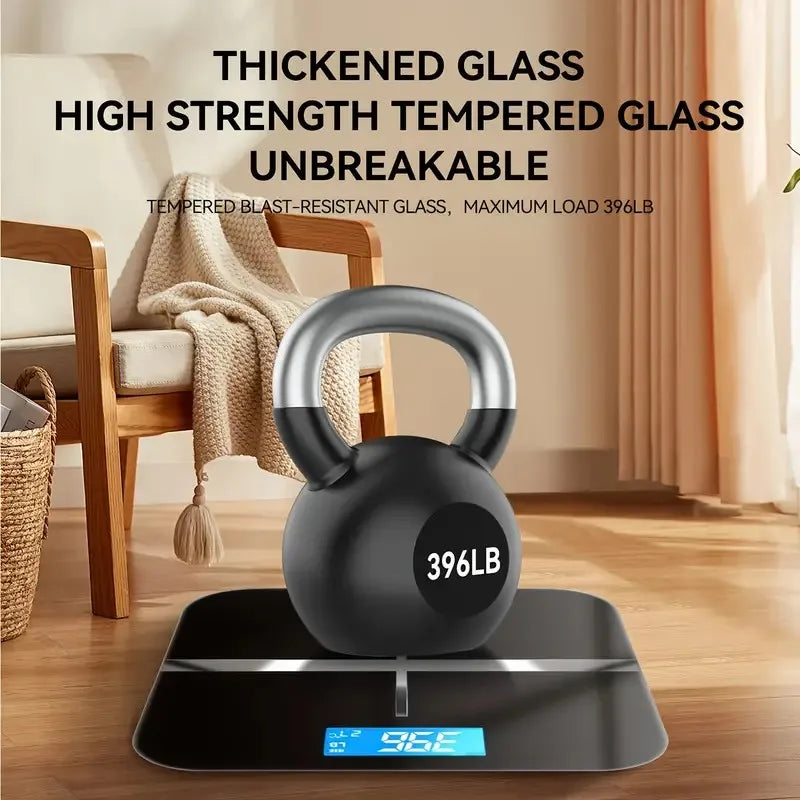 Digital Bathroom Scale With Tempered Glass And LCD Display