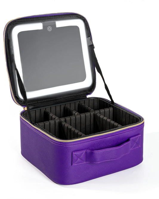 Travel Waterproof Synthetic Leather Makeup Bag With Mirror Storage Case