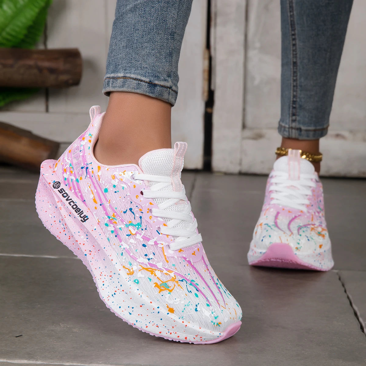 Women Lightweight Gradient Sneakers Breathable Mesh Athletic Shoes