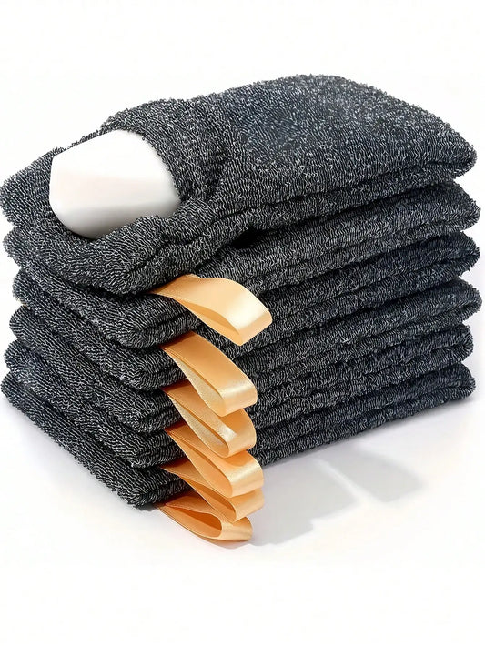 6pcs Exfoliating Mesh Soap Saver Bags With Loofah Cord Net