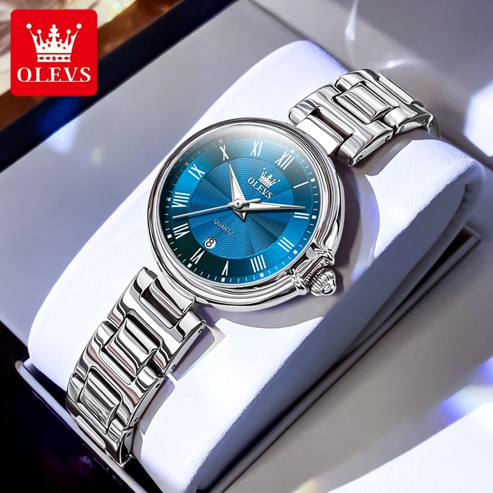 OLEVS Women's Stainless Steel Quartz Watch With Calendar Display