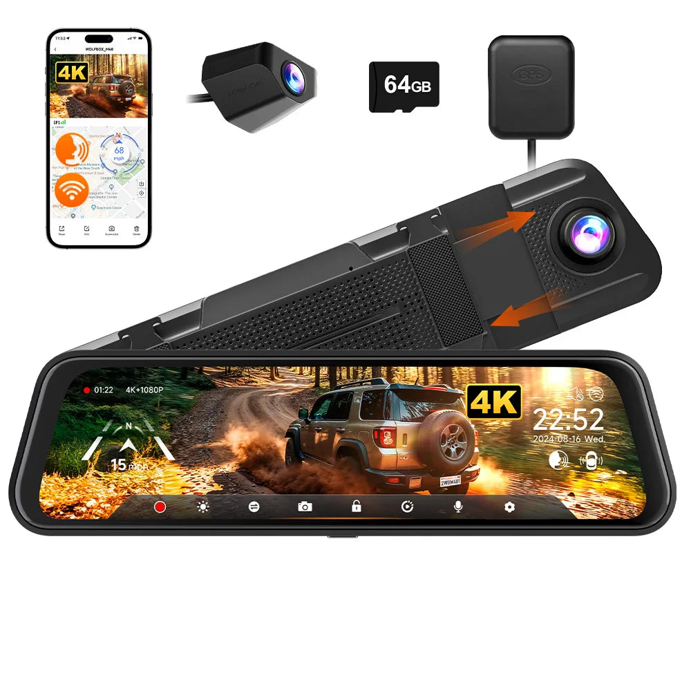 WOLFBOX M40 Dash Cam 4K 1080P With Voice Control ADAS