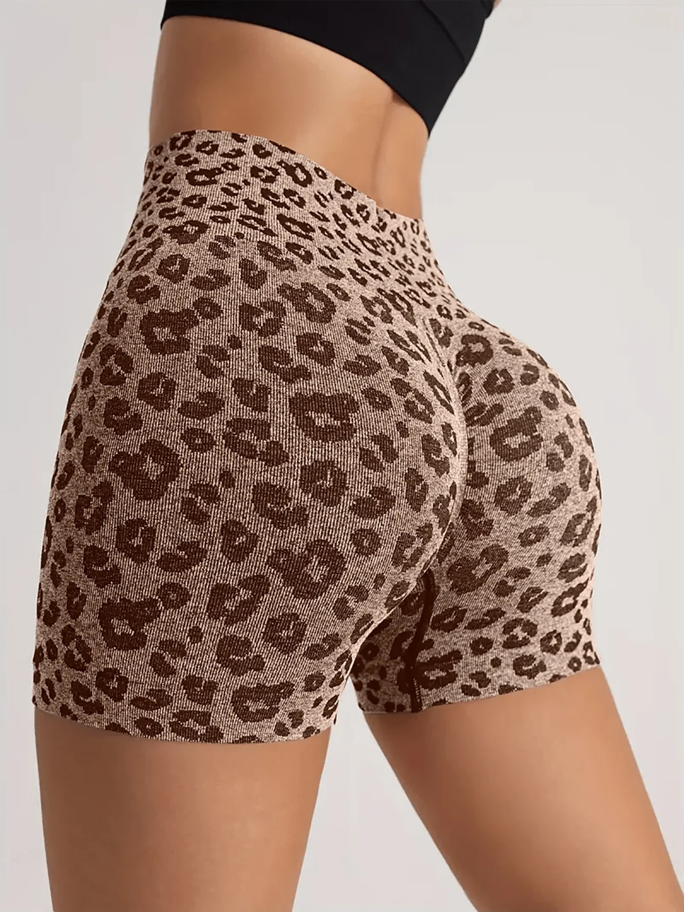 Leopard Print Scrunch Butt Tummy Control Biker Shorts for Women