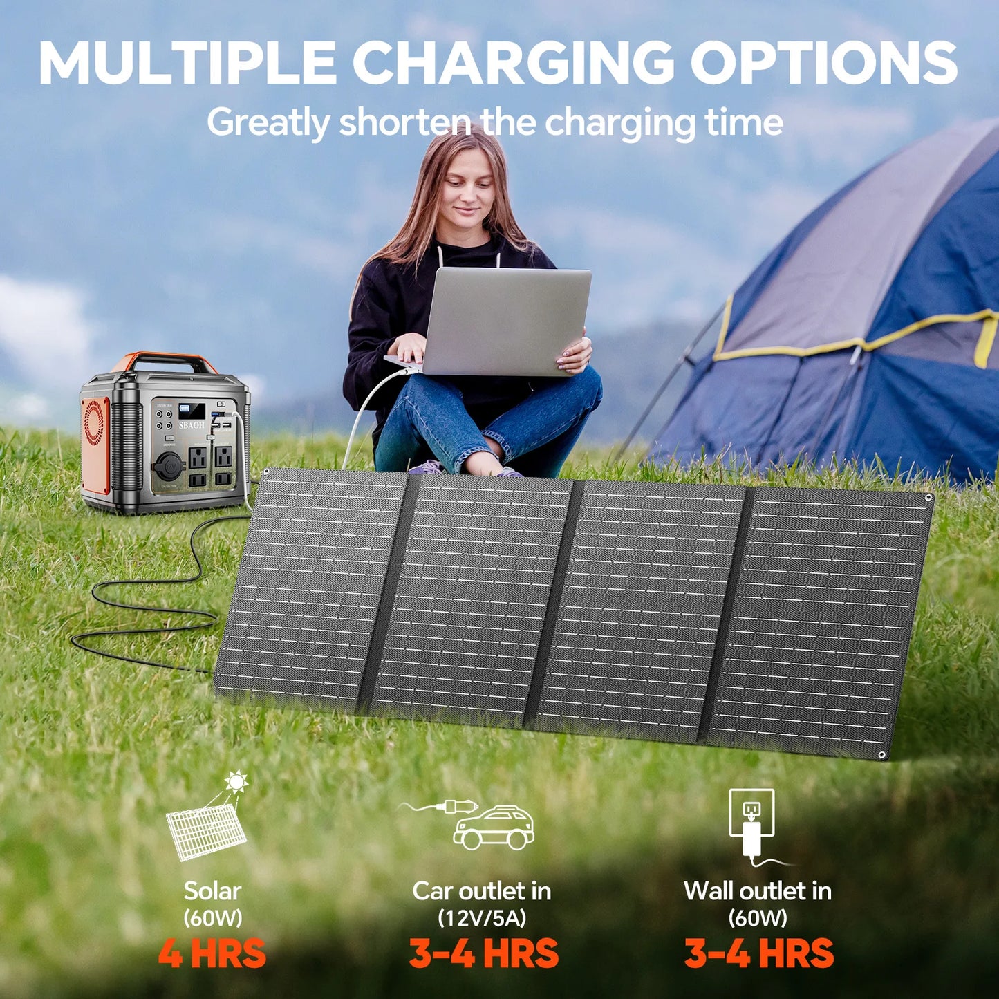 SBAOH 300W Portable Power Station 296Wh Emergency Generator