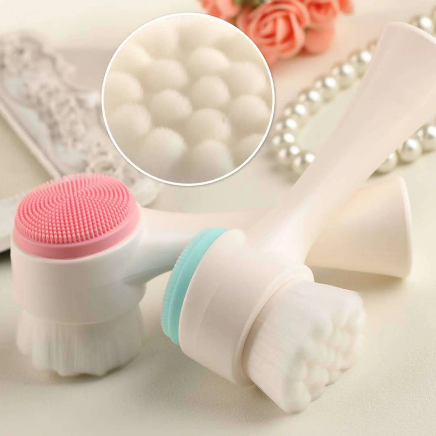 Silicone Double Sided Facial Brush For Blackhead Removal And Exfoliation