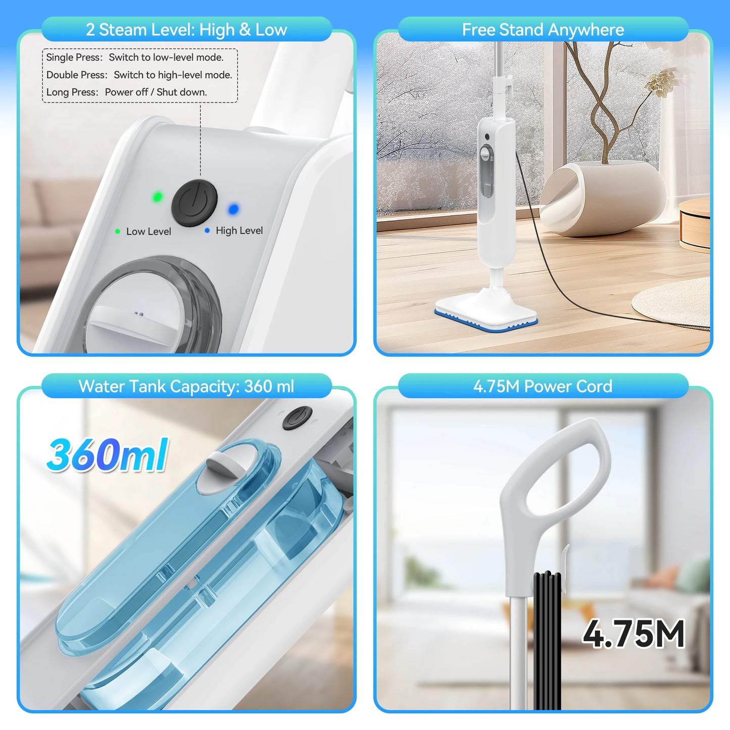 Inse Powerful 6in1 Steam Mop For Hardwood And Tile Floors