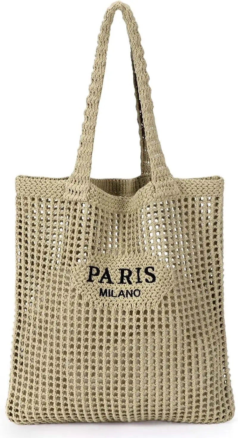 Hatisan Crochet Tote Bag Women Mesh Beach Bag Boho Knit