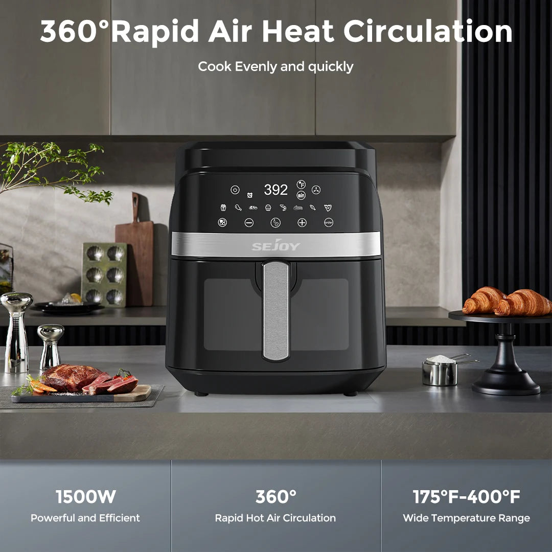 Sejoy 8-in-1 Air Fryer 6 Qt Premium Ceramic Coating