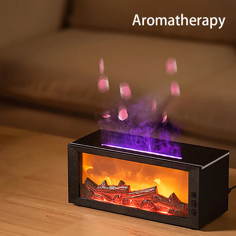 Flame Effect Humidifier And Aroma Diffuser With Remote Timer
