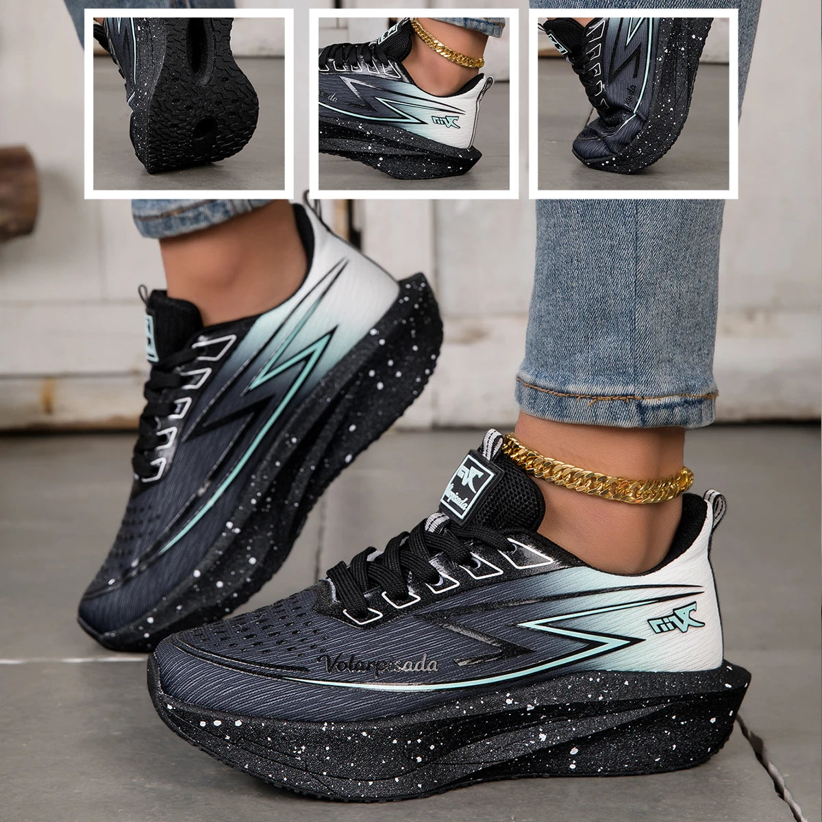 Breathable Mesh Running Sneakers Shock Absorb Cushion Athletic Gym Shoes