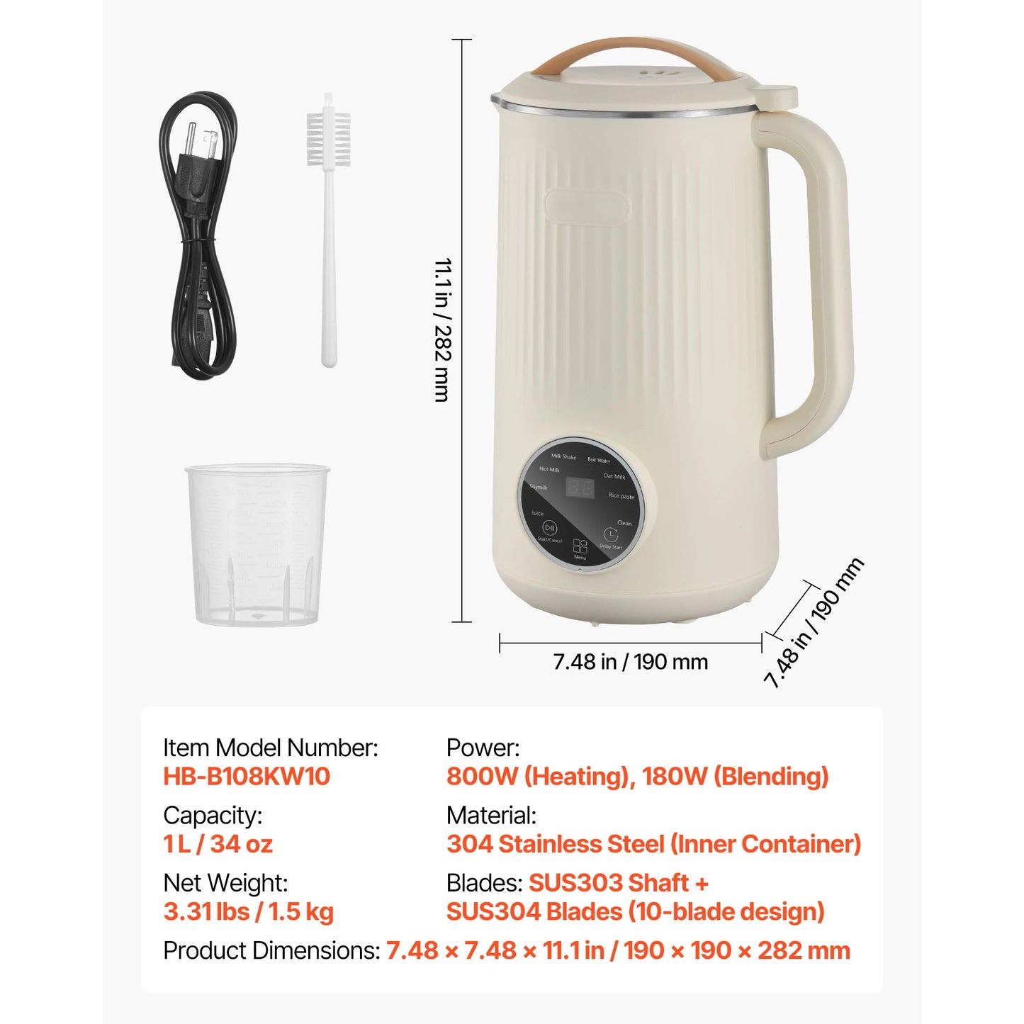 Vevoir 8 In One Nut Milk Maker With Self Cleaning
