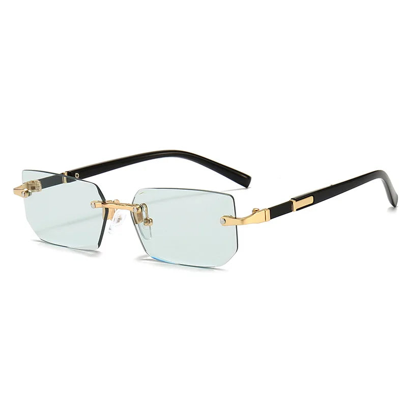 RMM Rimless Rectangle Stylish Trendy Plastic Sunglasses