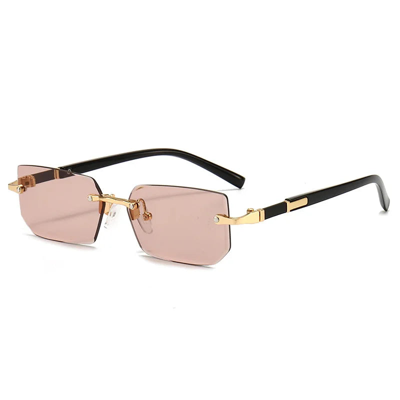 RMM Rimless Rectangle Stylish Trendy Plastic Sunglasses