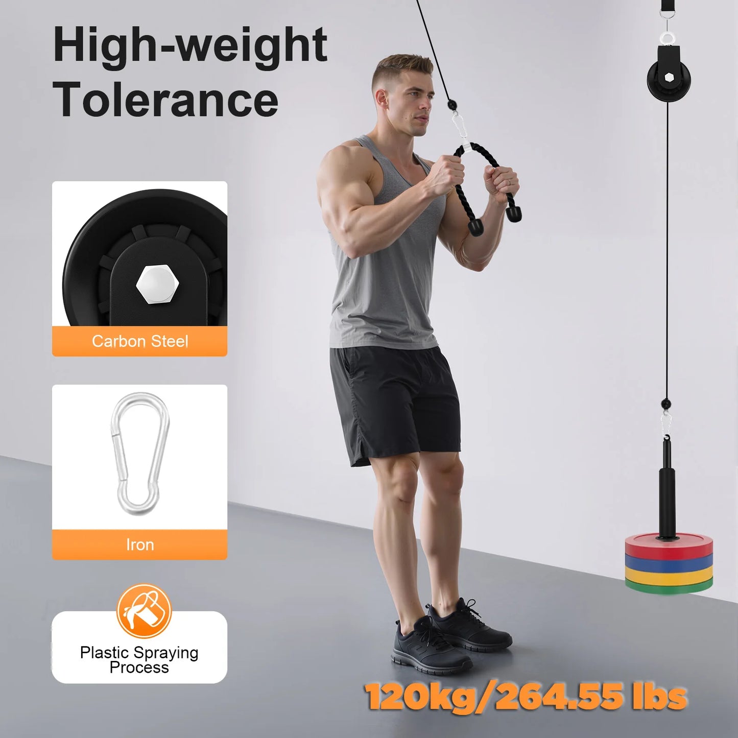 Cable Weight Pulley System With Safety Ropes Home Gym Equipment