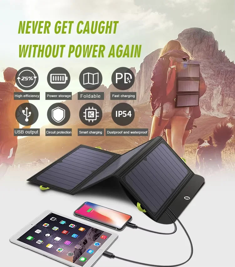 Allpowers 21w Foldable Solar Charger With Built Battery For Outdoor