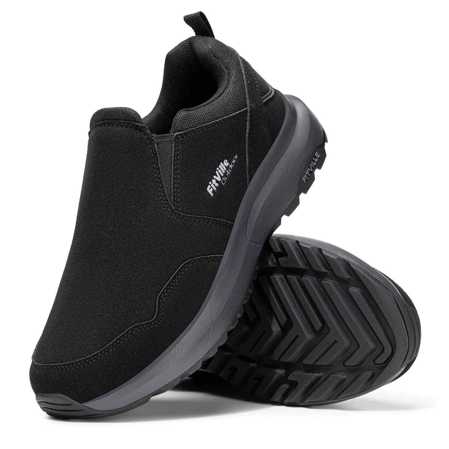 FitVille Men Extra Wide Hiking Loafers With Arch Support