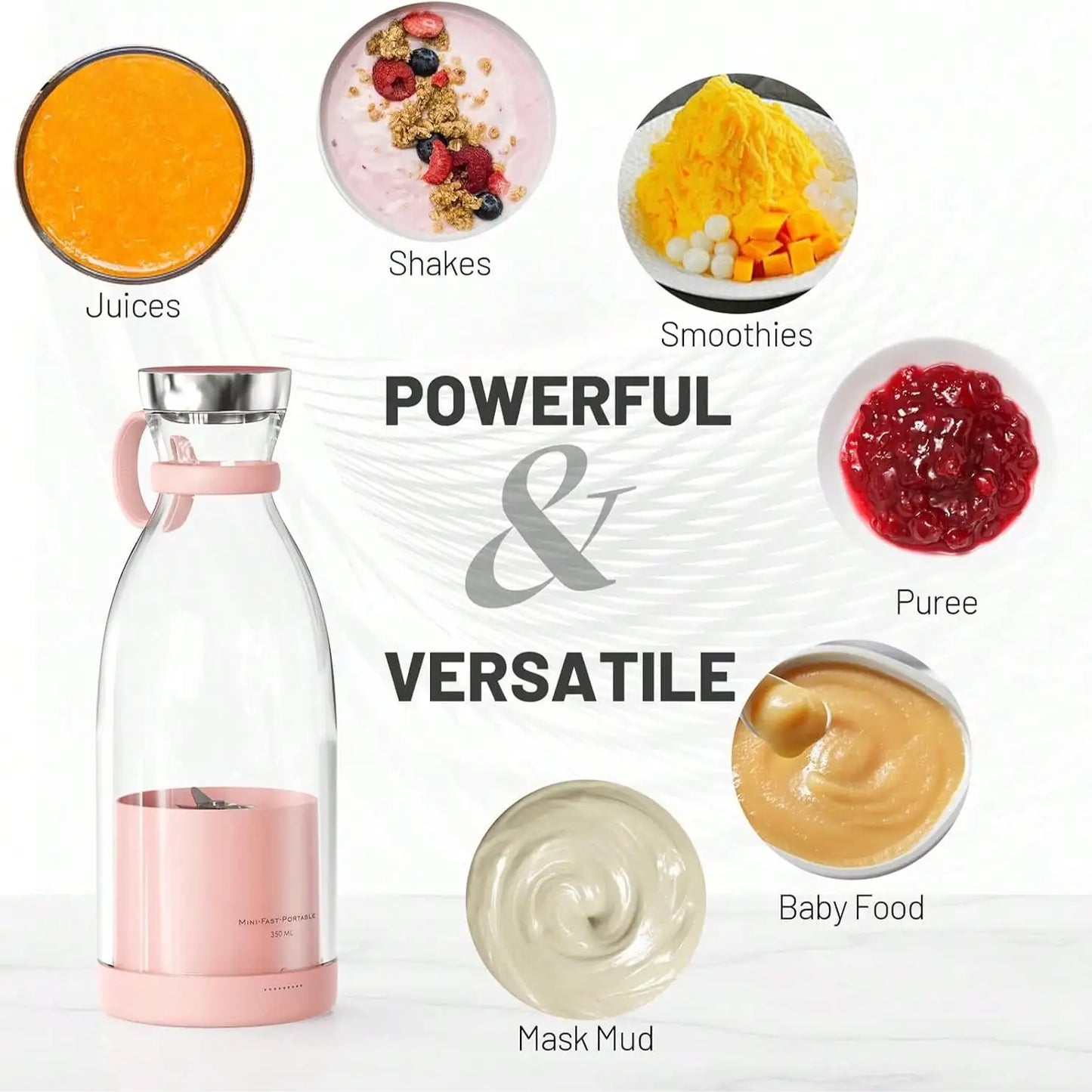 Portable Blender With Travel Cup And Stainless Steel Blades