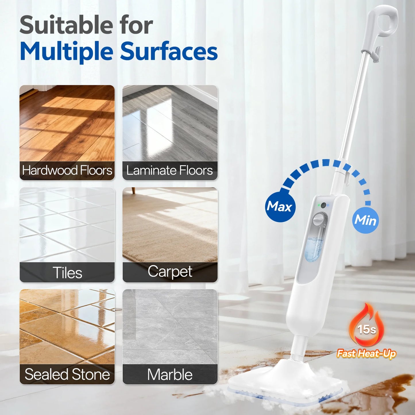 Inse Powerful 6in1 Steam Mop For Hardwood And Tile Floors