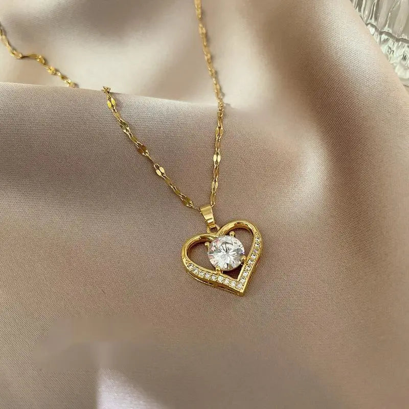 Zhixun Zinc Alloy Heart Shaped Pendant Necklace With Mood Tracker