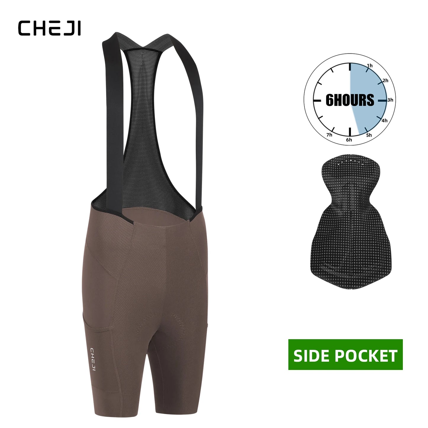 Cheji Men Seamless Cycling Bib Shorts Quick Drying Breathable Performance