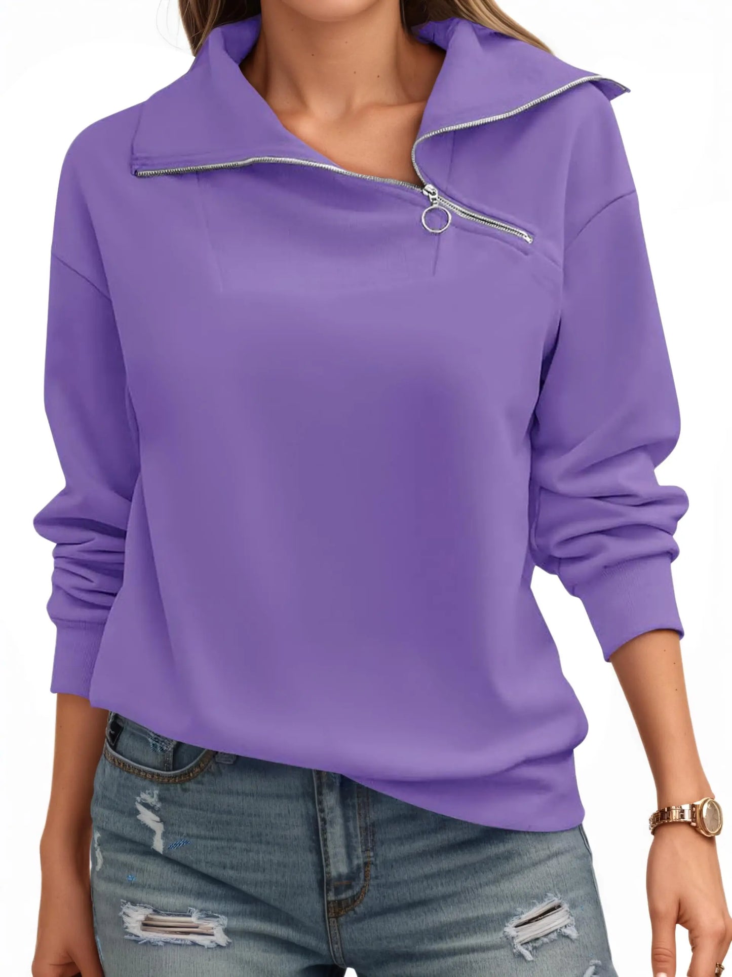 Fisoew Oversized Turtleneck Sweatshirt Fashion Fleece Pullover