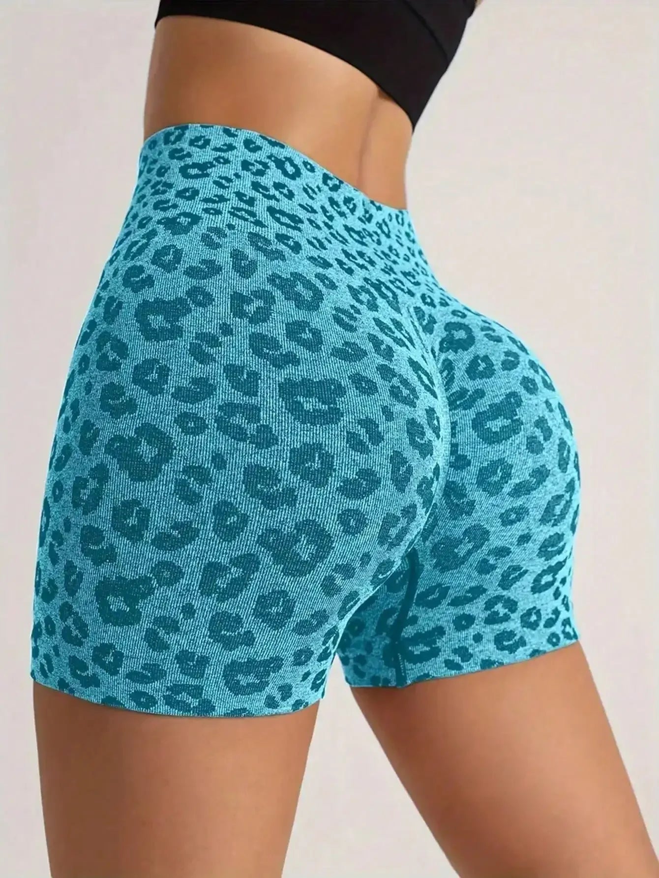 Leopard Print Scrunch Butt Tummy Control Biker Shorts for Women