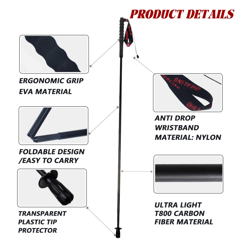 OKHEALING Carbon Fiber Foldable Trekking Poles Lightweight Hiking Gear