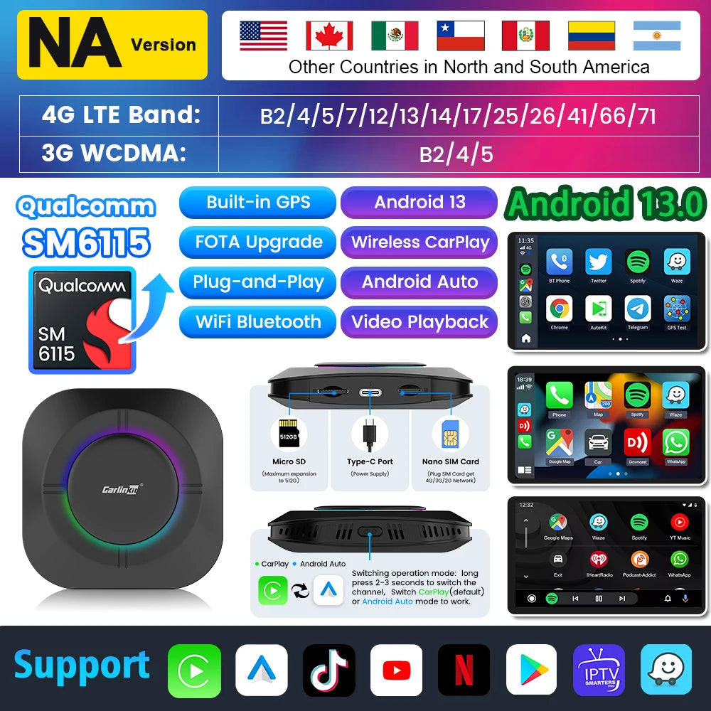 Carlinkit Wireless Apple Carplay And Android Auto Adapter