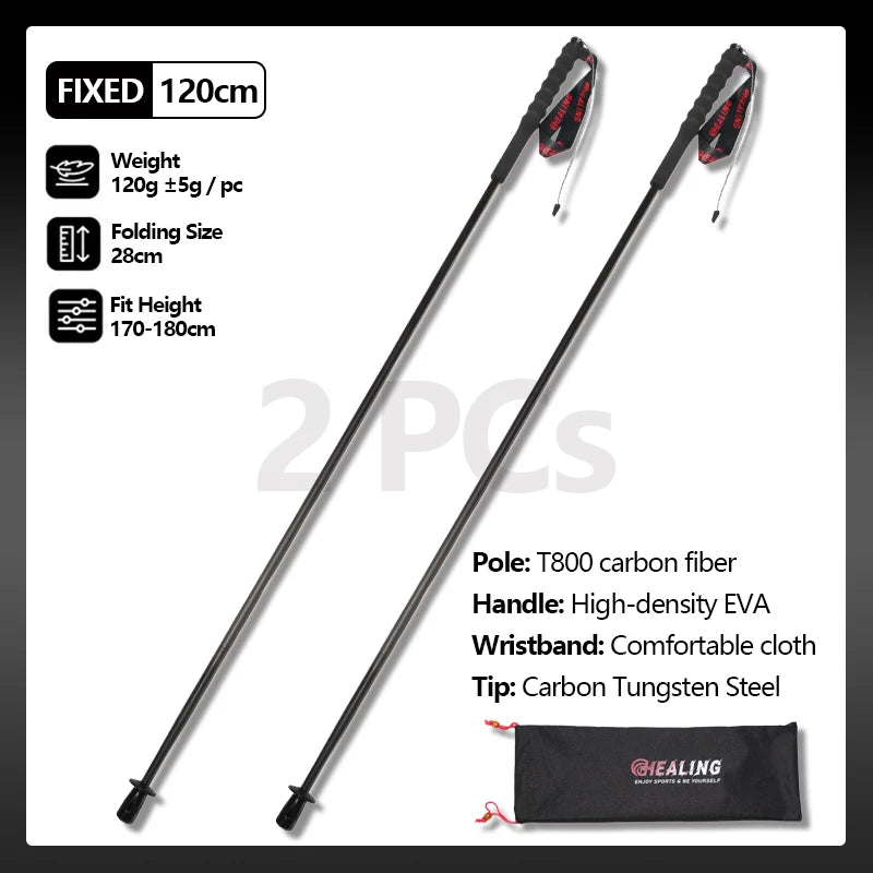 OKHEALING Carbon Fiber Foldable Trekking Poles Lightweight Hiking Gear