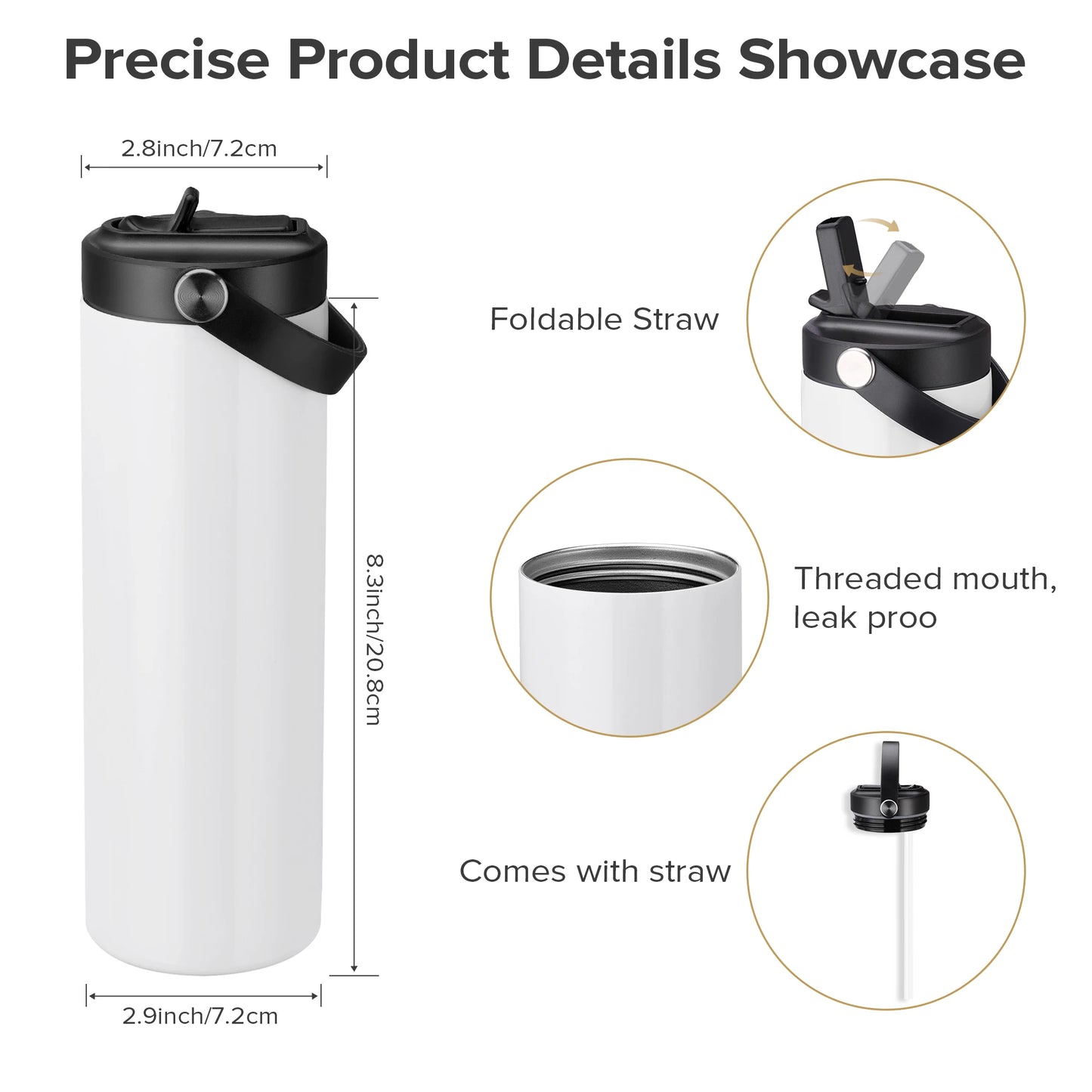 Fastsub Sublimation Tumbler Vacuum Bottle With Flip Lid