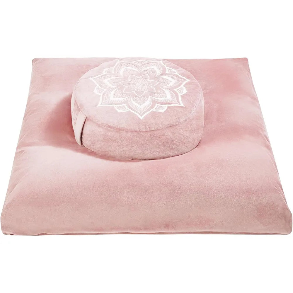 YTYIN Meditation Zafu Cushion Set With Buckwheat Hulls Memory Foam