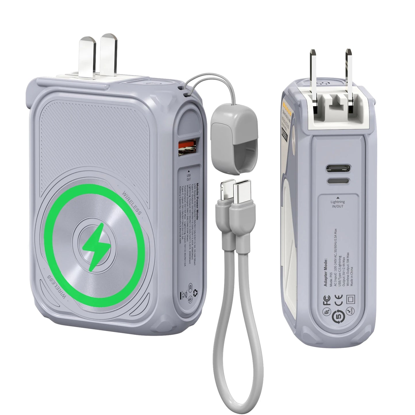 Prunus Magnetic Wireless Power Bank With Digital Display Phone Holder