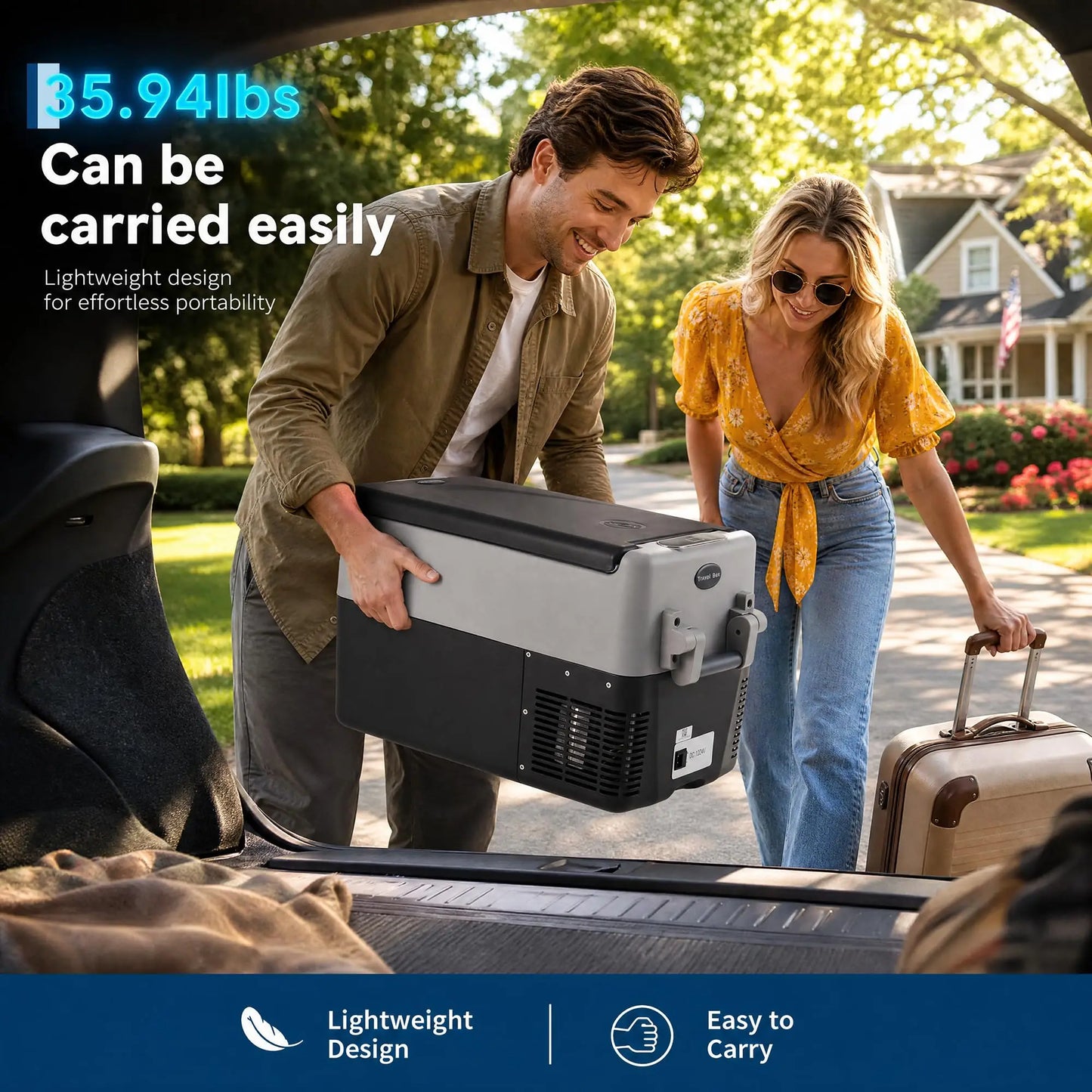 Studyset 53qt Dual Zone Portable Car Refrigerator Fridge