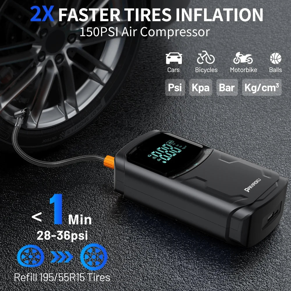 PAIVIOROKU 5000A Car Jump Starter Air Compressor Portable Power Bank