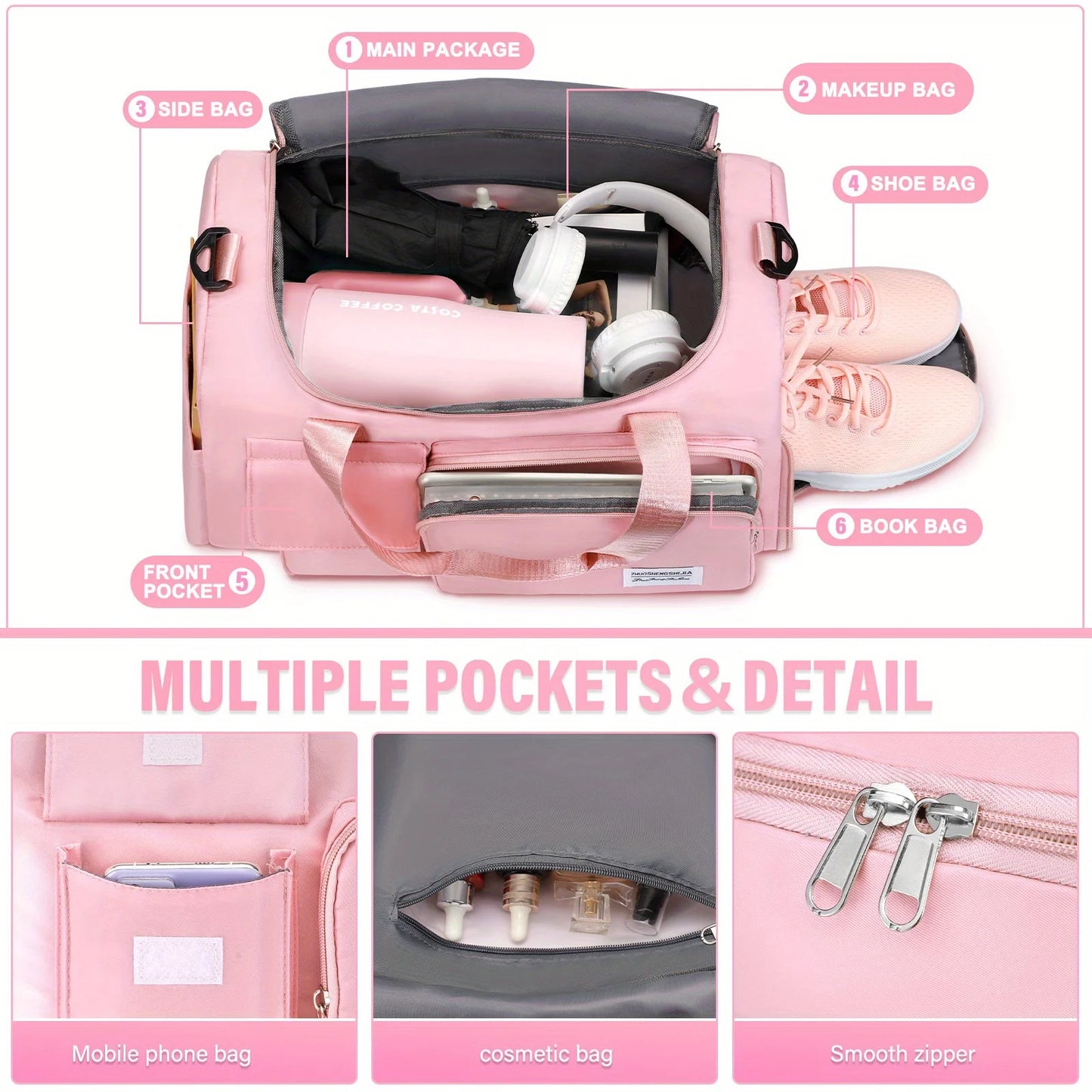 Waterproof Travel Duffel Bag With Dry And Wet Compartment
