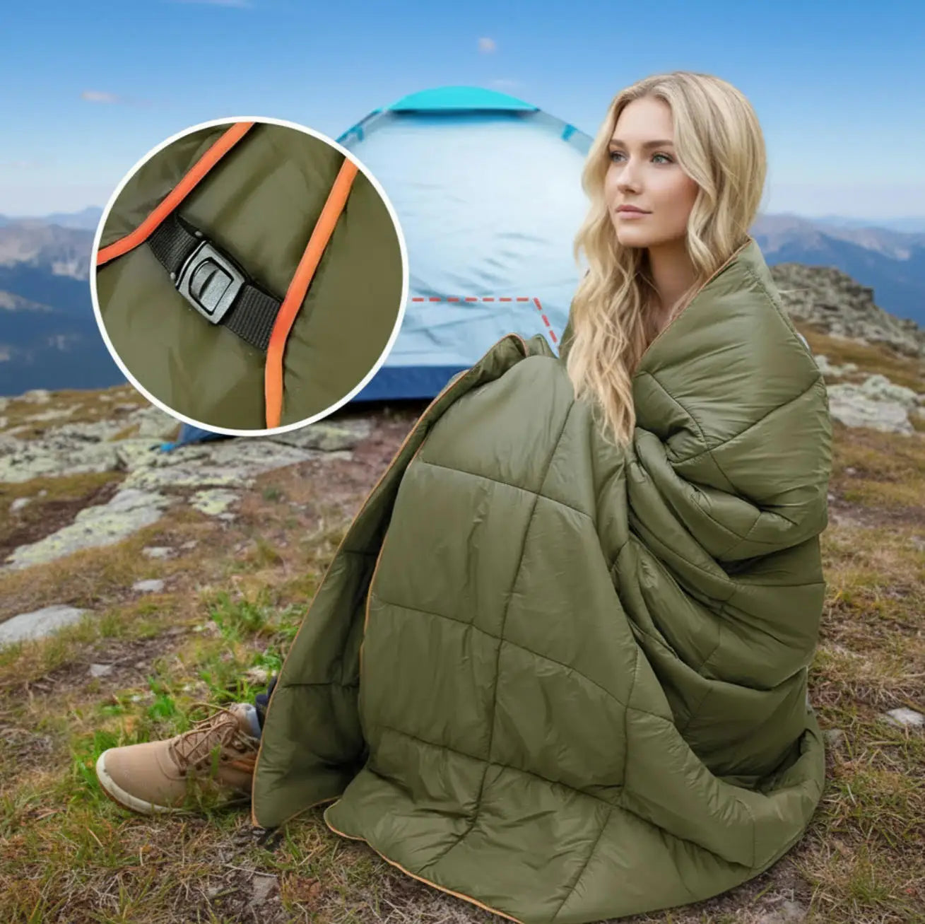 Lightweight Puffy Camping Blanket Waterproof Down Alternative Quilt