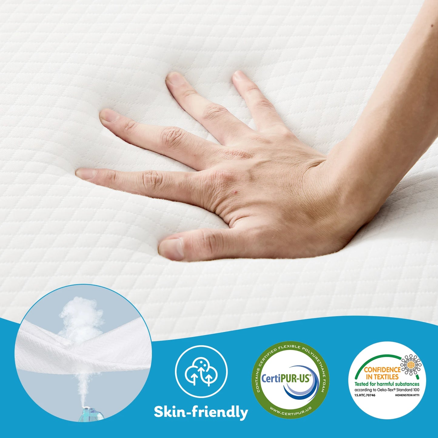 JHK Three Fold Portable Floor Bed With Memory Foam And Soft Touch