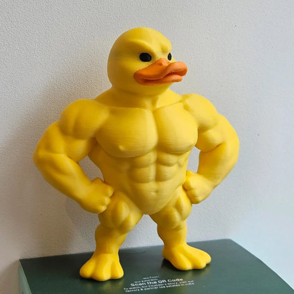 Muscle Duck Figurine Whimsical Desktop Decor for Home and Bookshelves