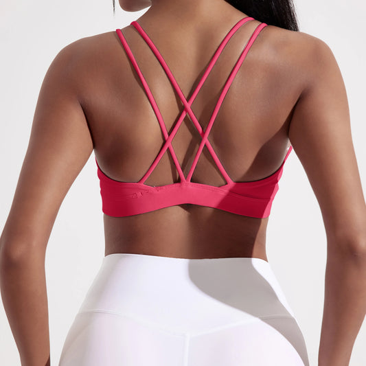 Cross Fitness Bra Women Nylon Spandex Chest Pad Breathable Gym