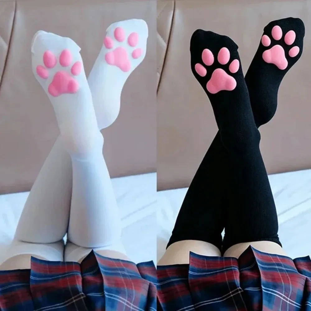 3D Cat Paw Knee High Novelty Floor Socks For Home