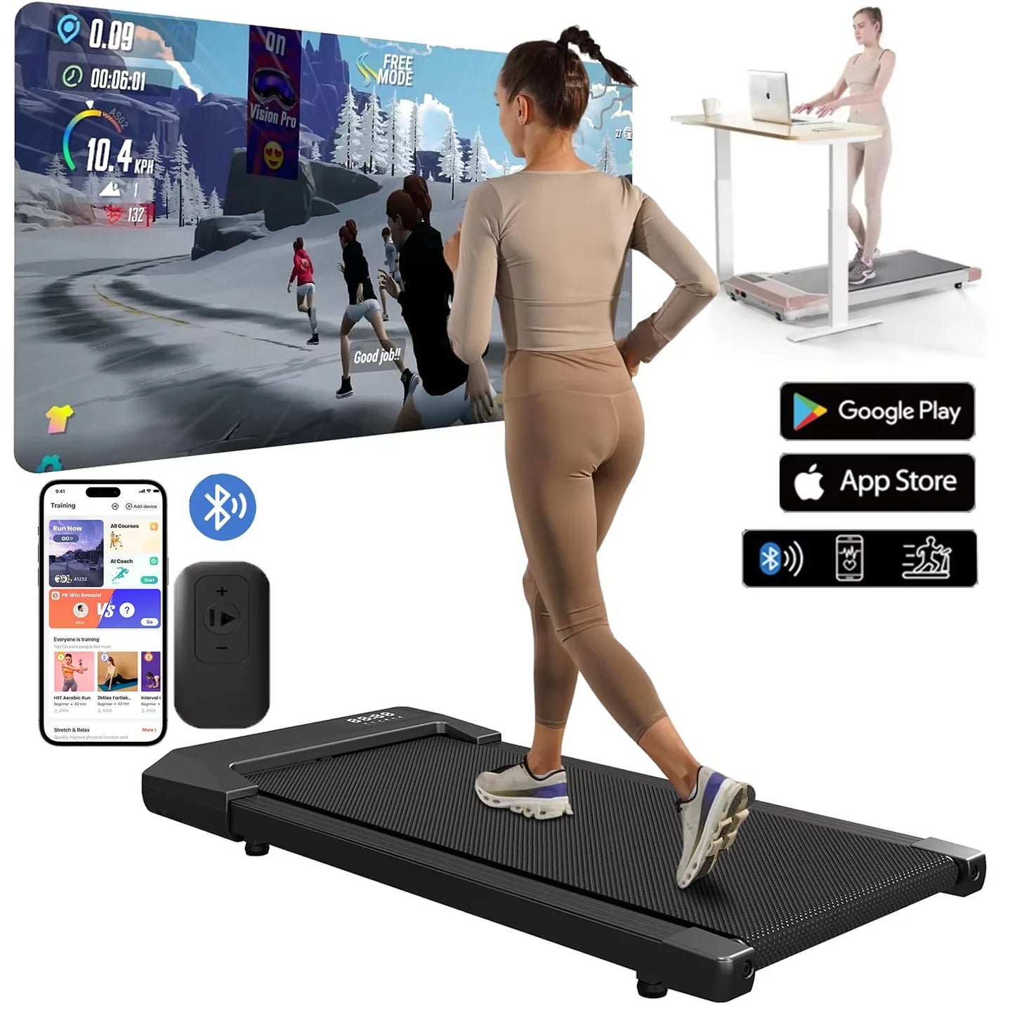 Superun 2in1 Treadmill For Walking And Running With LCD Display