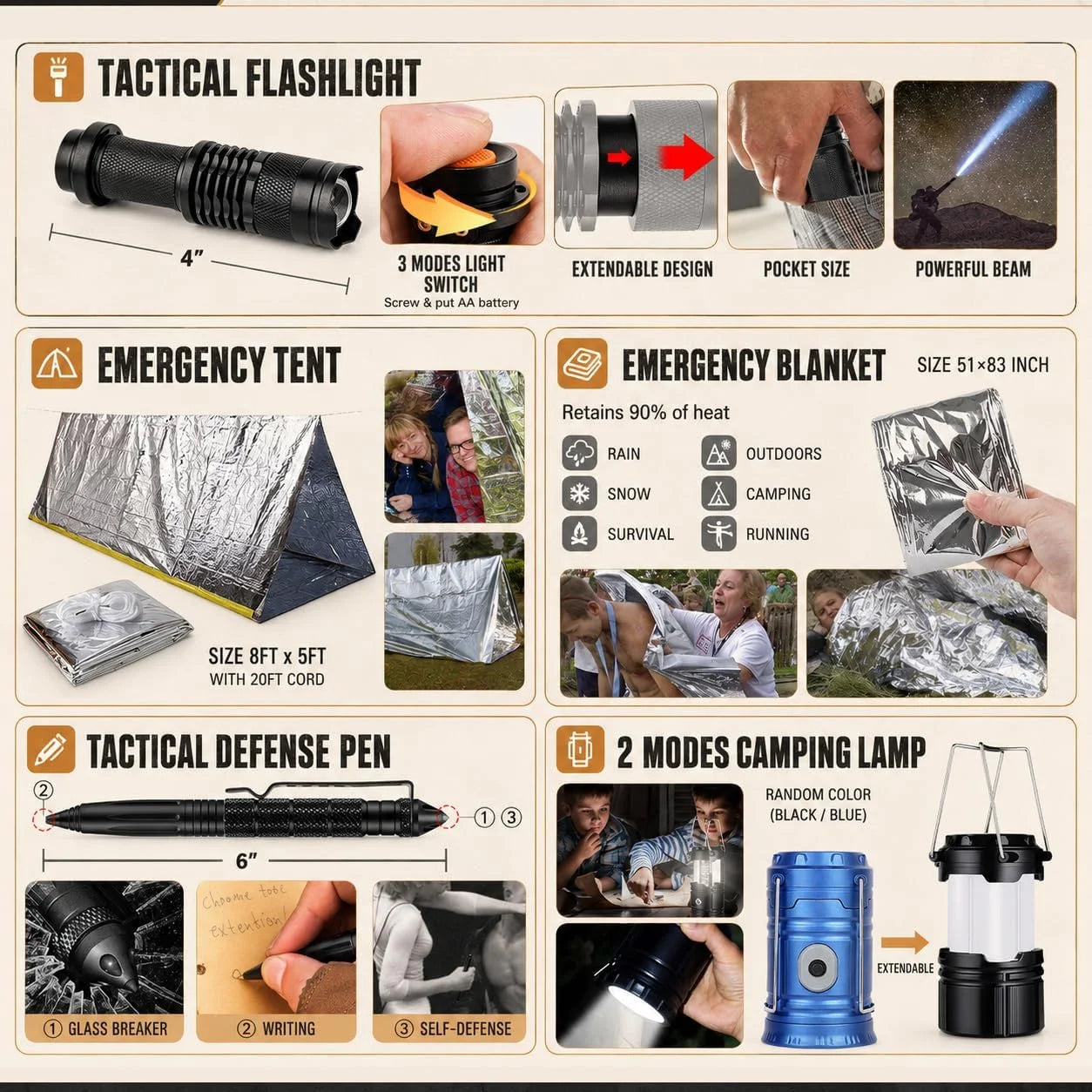 Professional 258 Piece Car Emergency Survival Kit Set